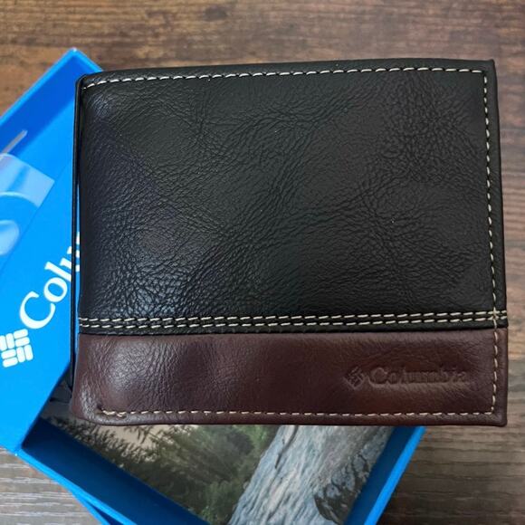 Columbia Men’s New Black Brown Leather Bifold Wallet Style 31CP220050 - Picture 12 of 12